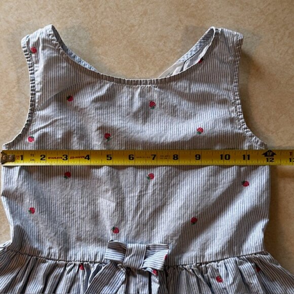 H&M Blue Pinstripe Strawberry Dress sz 7/8 - Picture 7 of 8